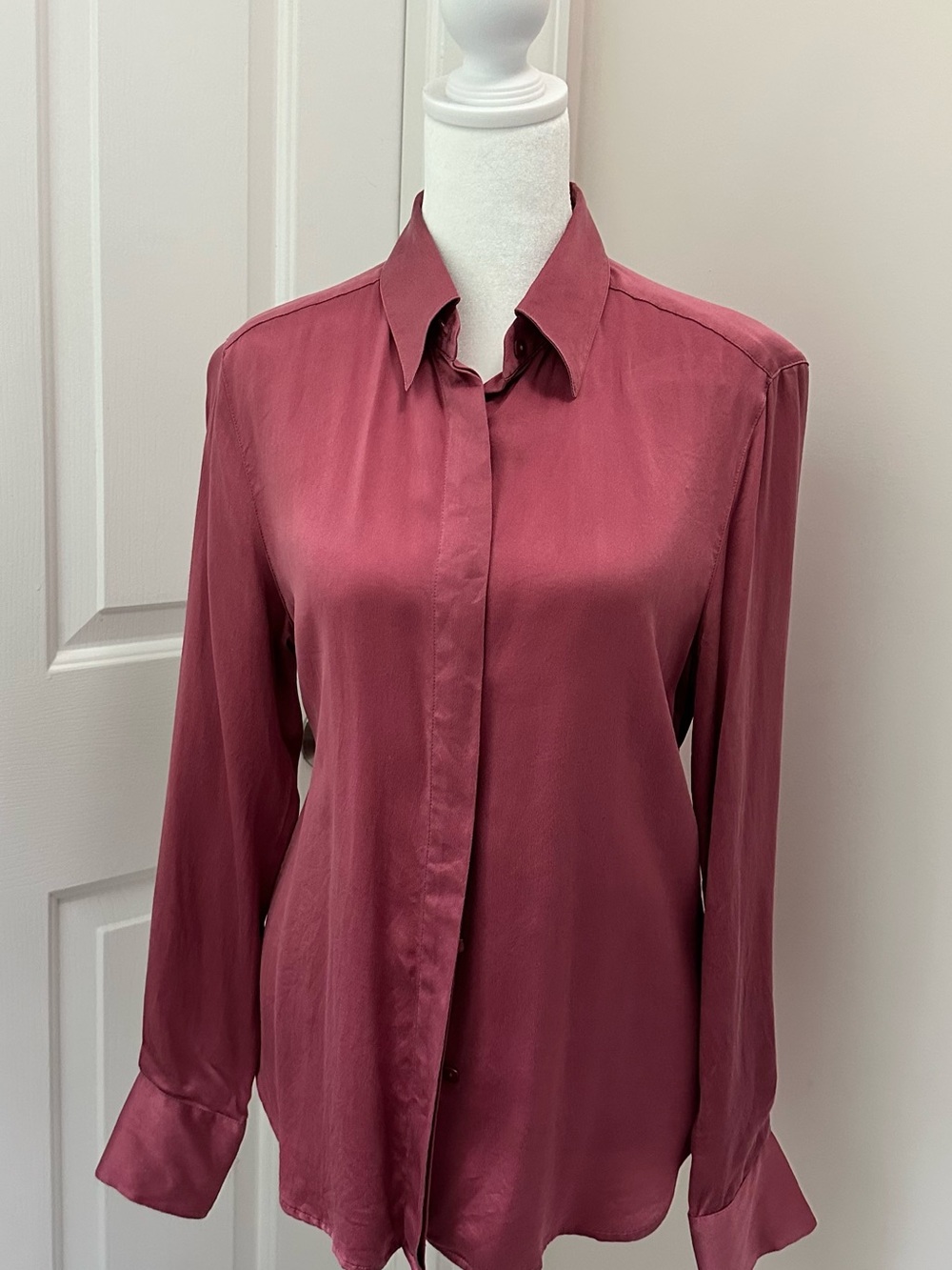 MaxMara Silk Button-Front Blouse - Rosewood